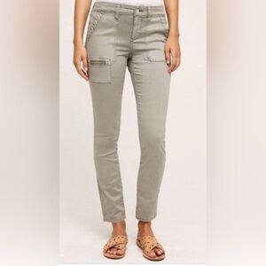 ANTHROPOLOGIE HEIHEI Washed Out Green SLIM FIT UTILITY CARGO PANTS SZ 27